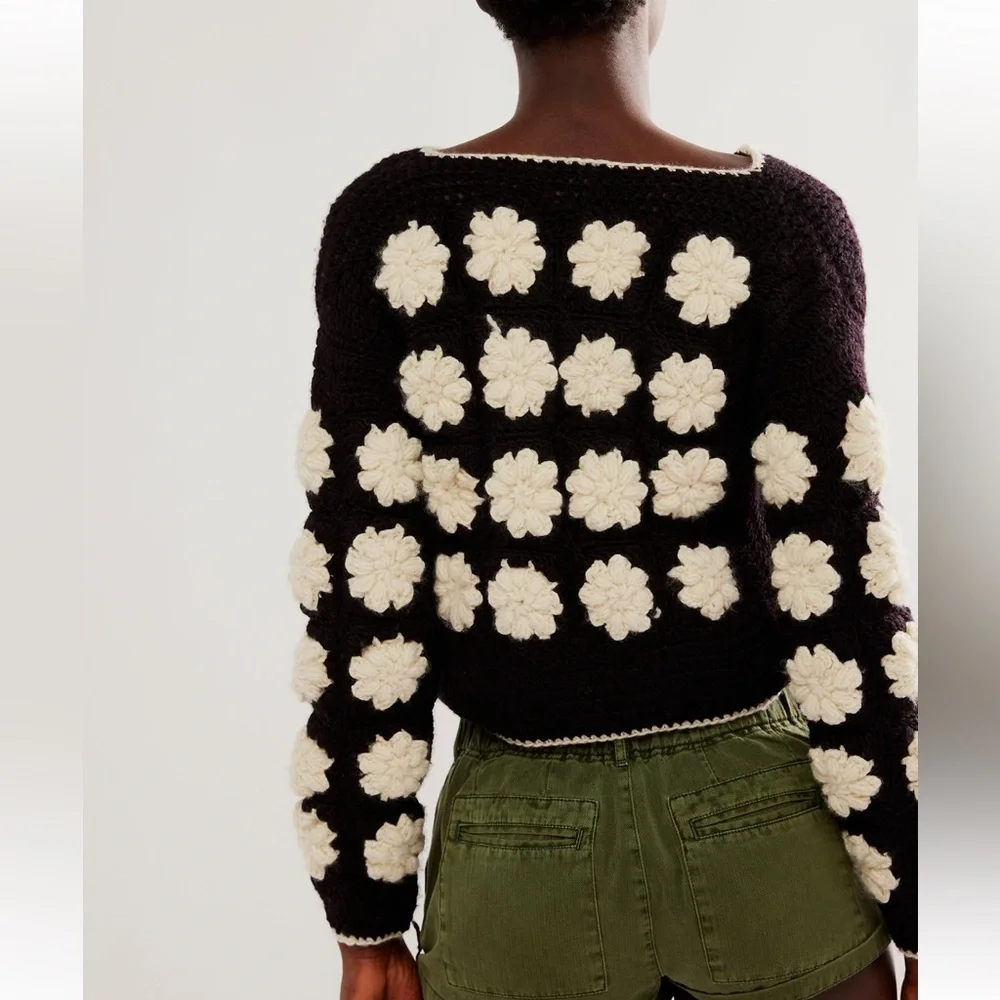 Free People Tach Dana Crochet Knit Cardi - Picture 2 of 9